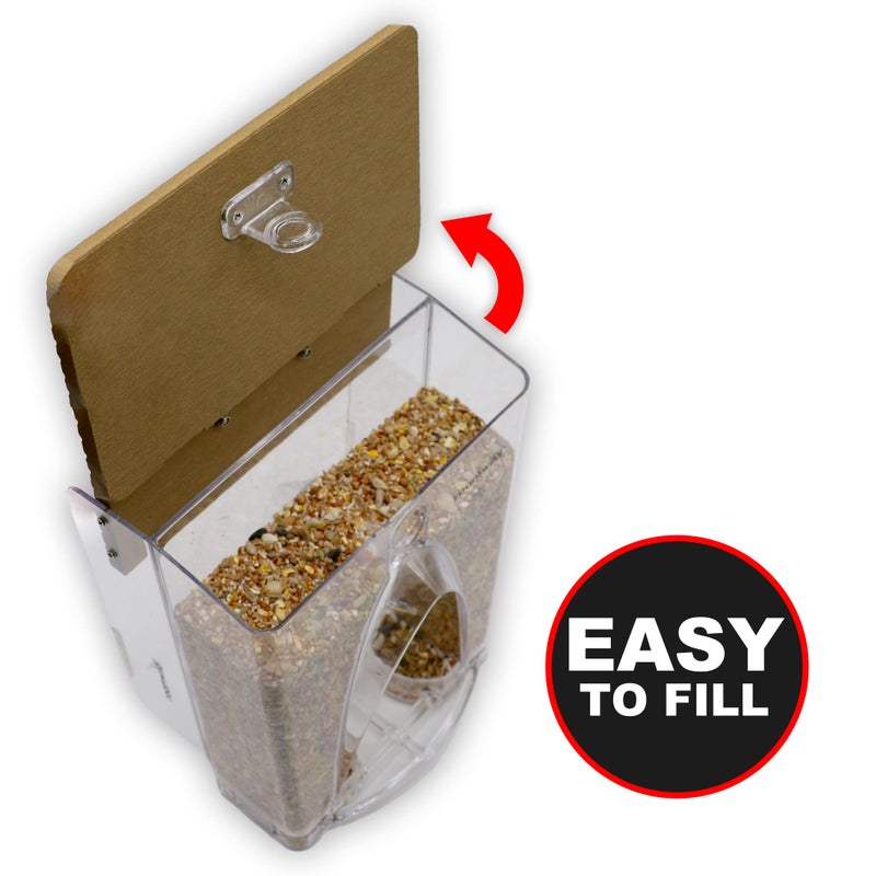 Roamwild Beautiful Arch Window Wild Bird Feeder with Huge 4LBS Capacity & Ultra Strong Dual Suction Technology for Outdoors with Drainage Holes & Window Protectors - Image 4